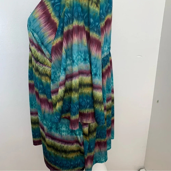 Womans Coverup 3X Tie Cinched Waist Lightweight Short Flare Sleeve Above Knee - Picture 6 of 12